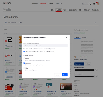 Pl@za 7.0 Media library share picture